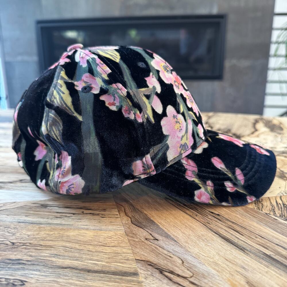 David and Young Black Pink Blossom Floral Velour Baseball Cap - SGCAP11811